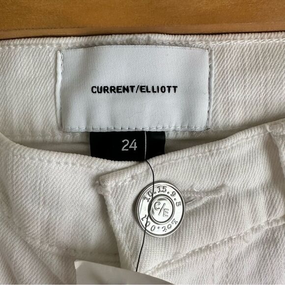 Current / Elliott The High Waist Stiletto White Distressed Jeans Size 24 - Picture 5 of 7